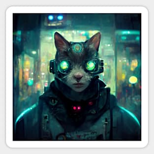 cat robot cyberpunk | Cat Gift T - Shirt Sticker